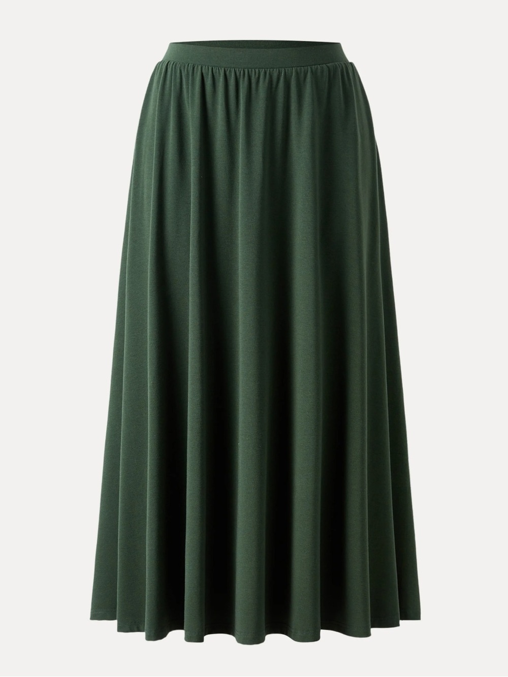 OGL | Light Cotton Rib Stretch Cotton Maxi Umbrella Skirt with Pockets | Medium